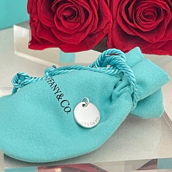 Tiffany Silver Letter K Alphabet Initial Round Circle Notes Charm Pendant NEW - Picture 9 of 14